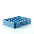 2 piece blue grey biodegradable soap dish 3d printed from plant-based filament. made in Alaska