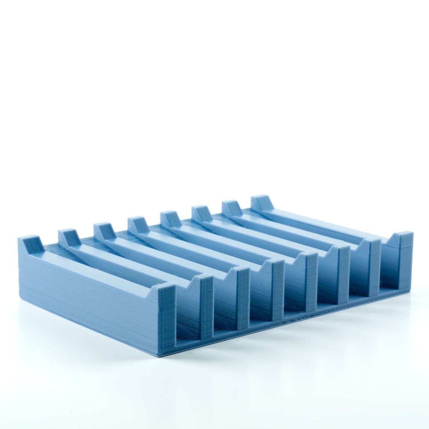 large blue grey biodegradable soap dish 3d printed from plant-based filament. made in Alaska