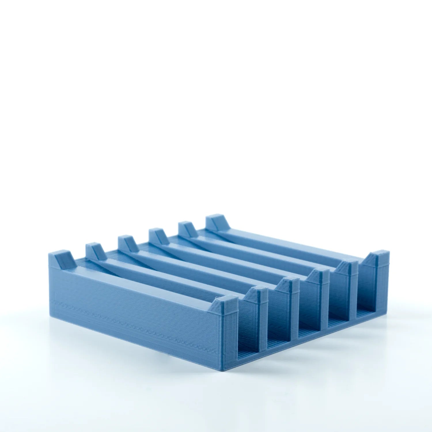 small blue grey biodegradable soap dish 3d printed from plant-based filament. made in Alaska