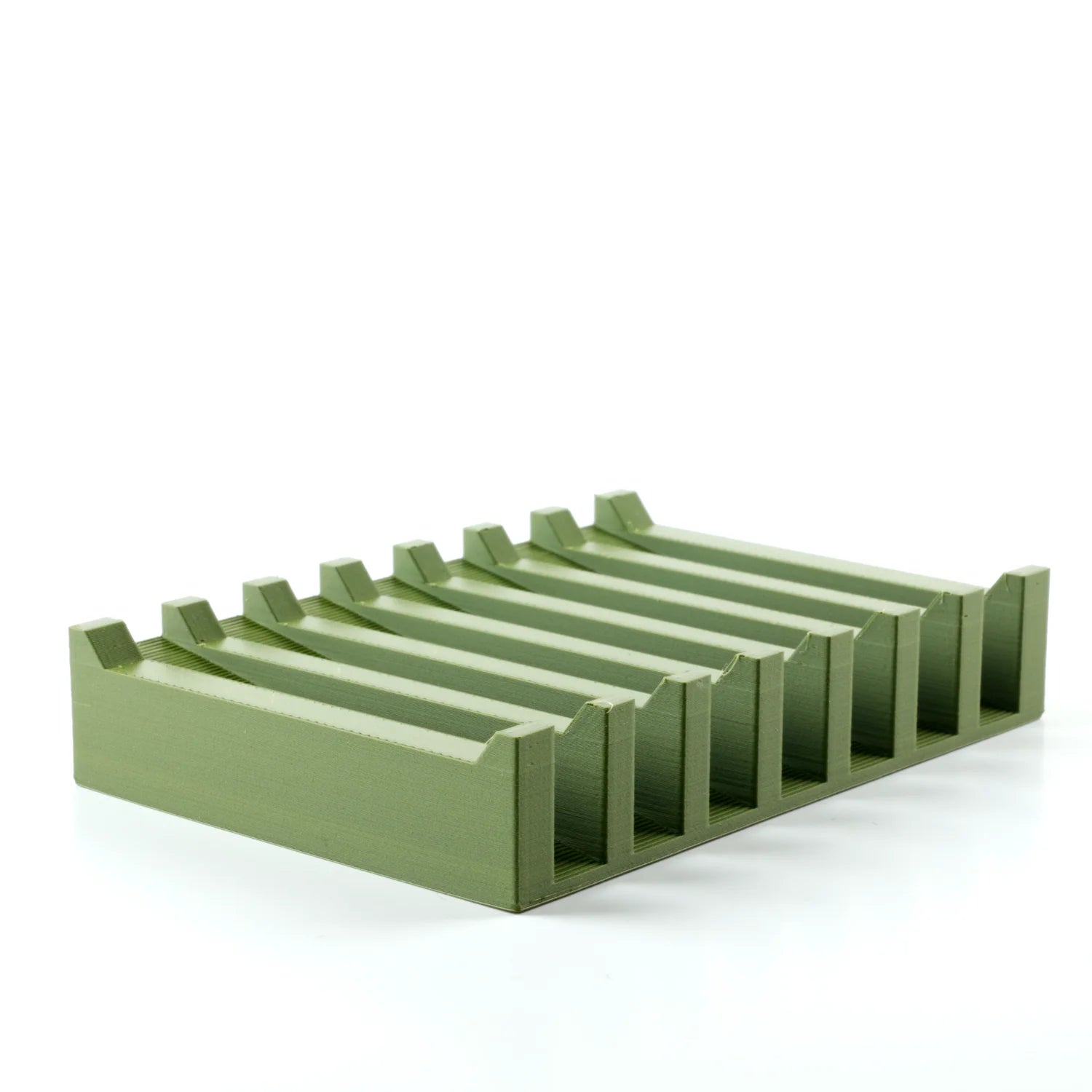 Large olive green biodegradable soap dish 3d printed from plant-based filament. made in Alaska