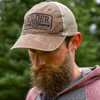 dark brown embroidered vintage trucker hat