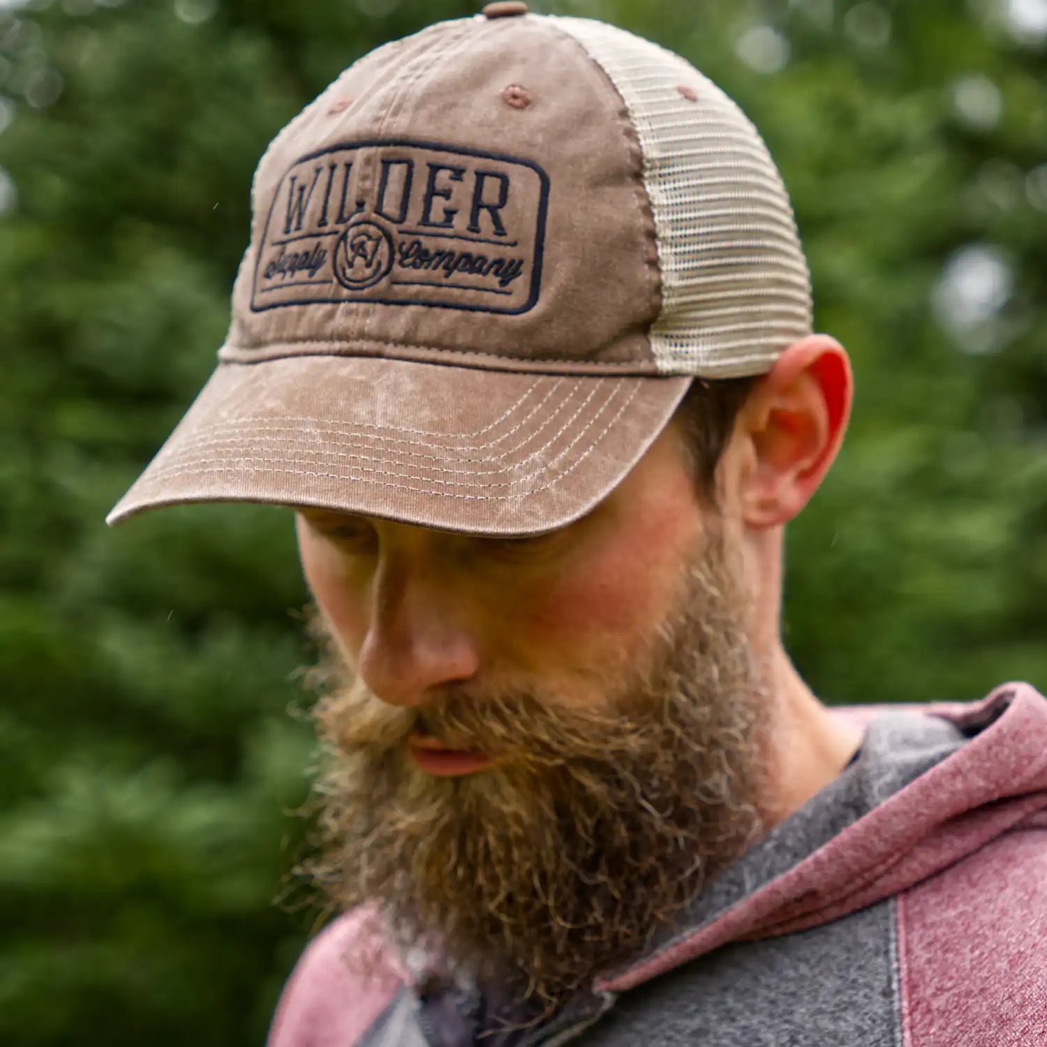 dark brown embroidered vintage trucker hat