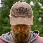 dark brown embroidered vintage trucker hat