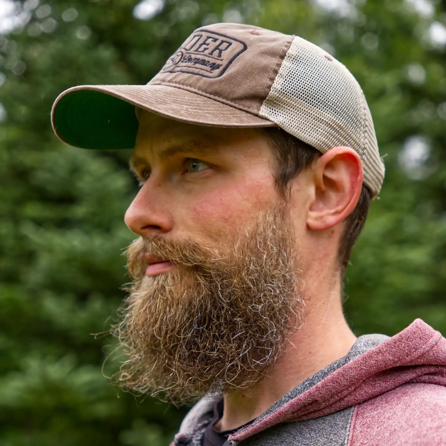 dark brown embroidered vintage trucker hat
