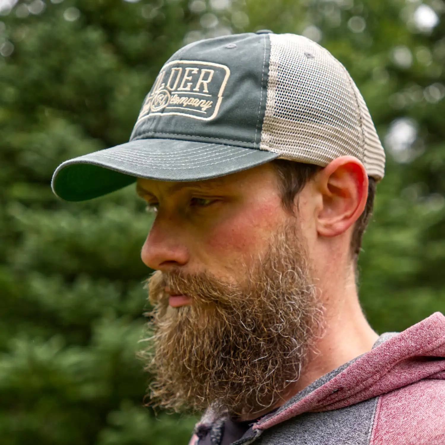 embroidered vintage green trucker hat