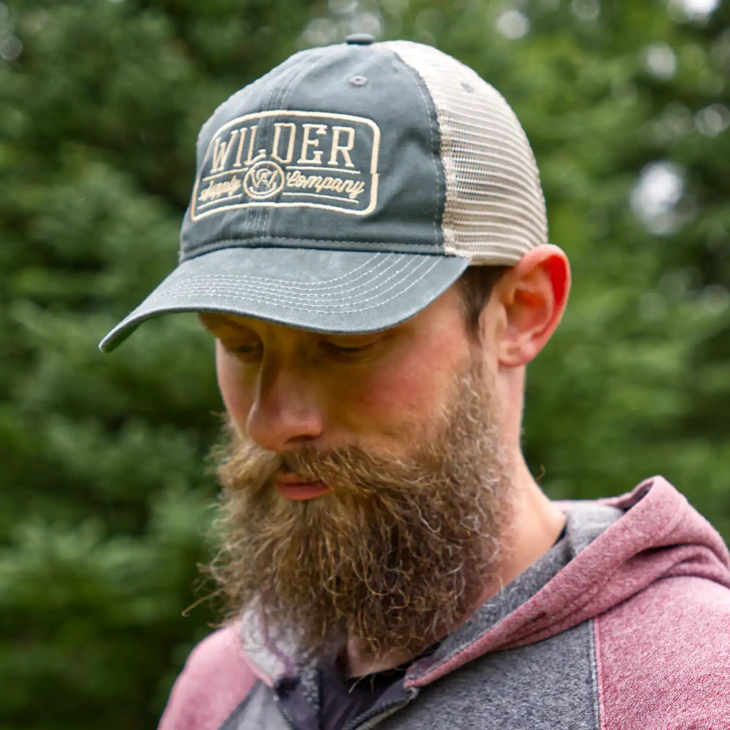 embroidered vintage green trucker hat